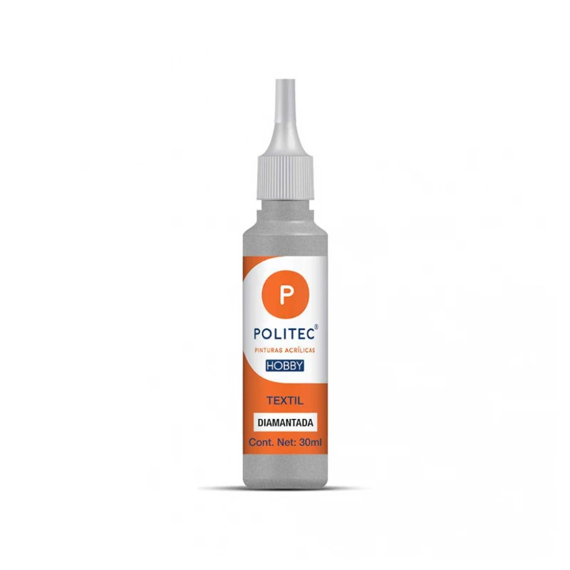 Pintura Textil 30Ml Diamantina Plata Politec