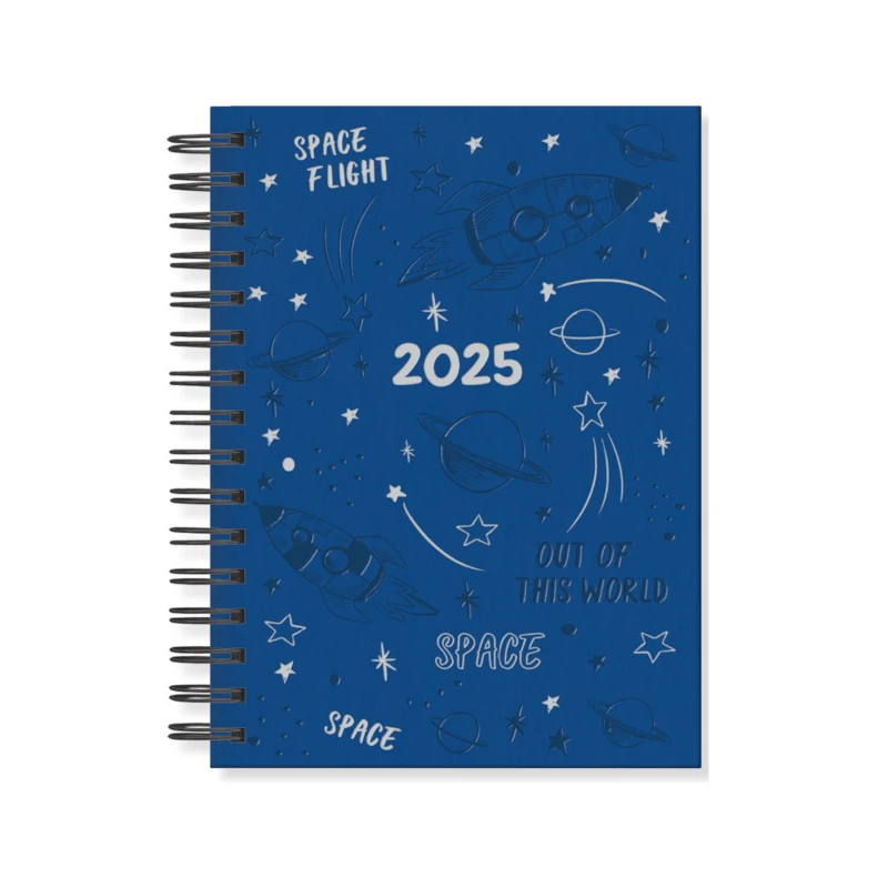 Agenda Espiral 2025 Ferrini Con Diseño Azul Galaxi 01