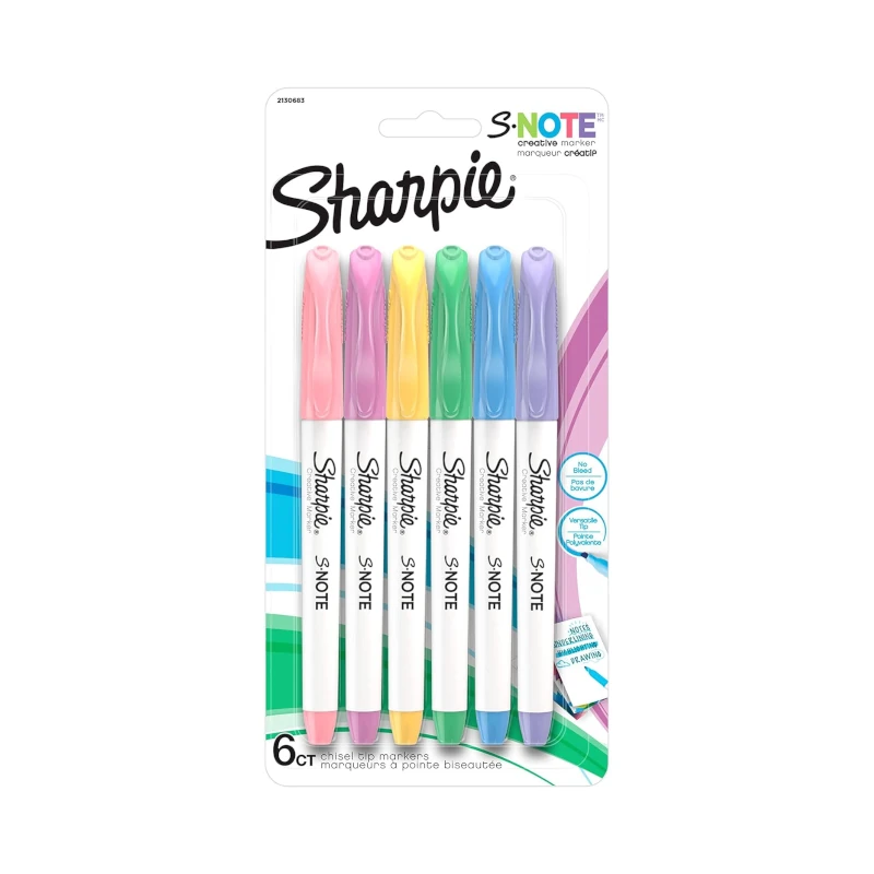 Marcador Permanente Sharpie Punta Biselada 6 Colores Surtidos