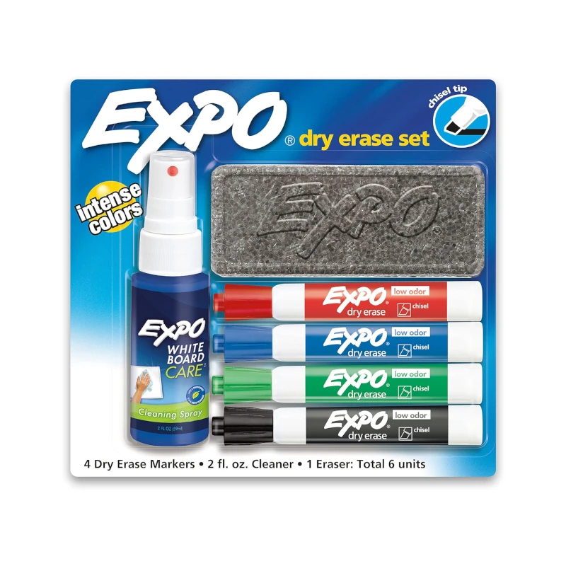 Set Marcadores Para Pizarra Expo Con Borrador Y Liquido Limpiador