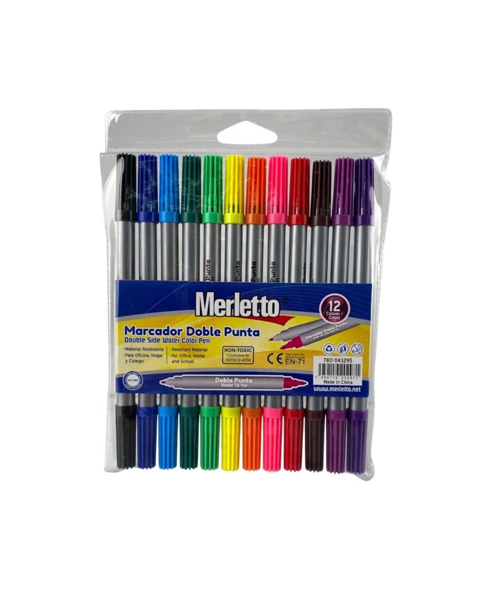 Marcador Escolar 12 Colores Merletto Doble Punta