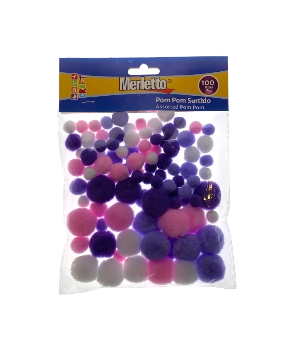 Pom Pom De Color Morado Paquete 100 Merletto