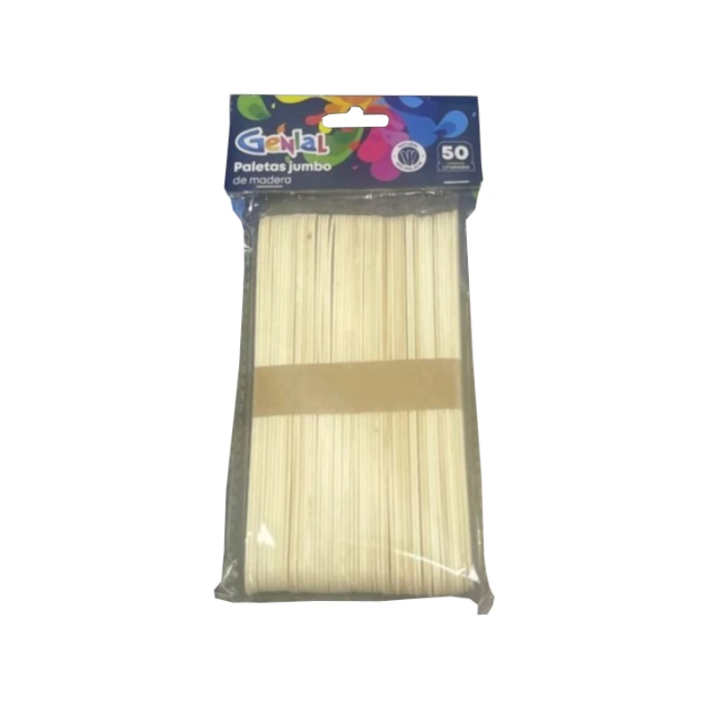 Paleta Natural Jumbo 50 piezas 15X1.9X0.2Cm Genial