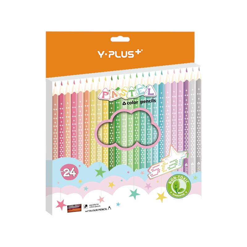 Lapiz Color Largo 24 Colores Y-Plus Rainbow Pastel