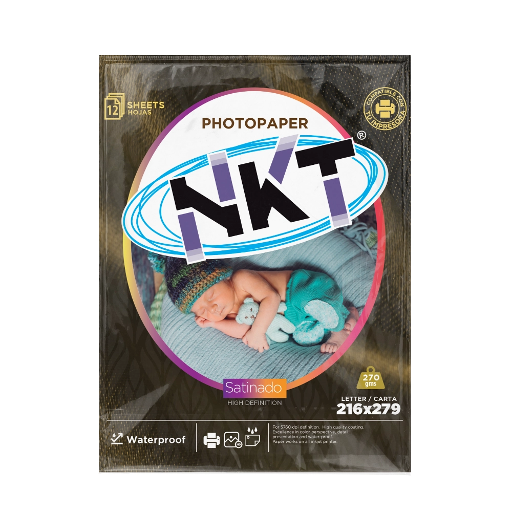Papel Foto 8.5X11 12Hjs Satinado 270Gr En Bolsa Nkt