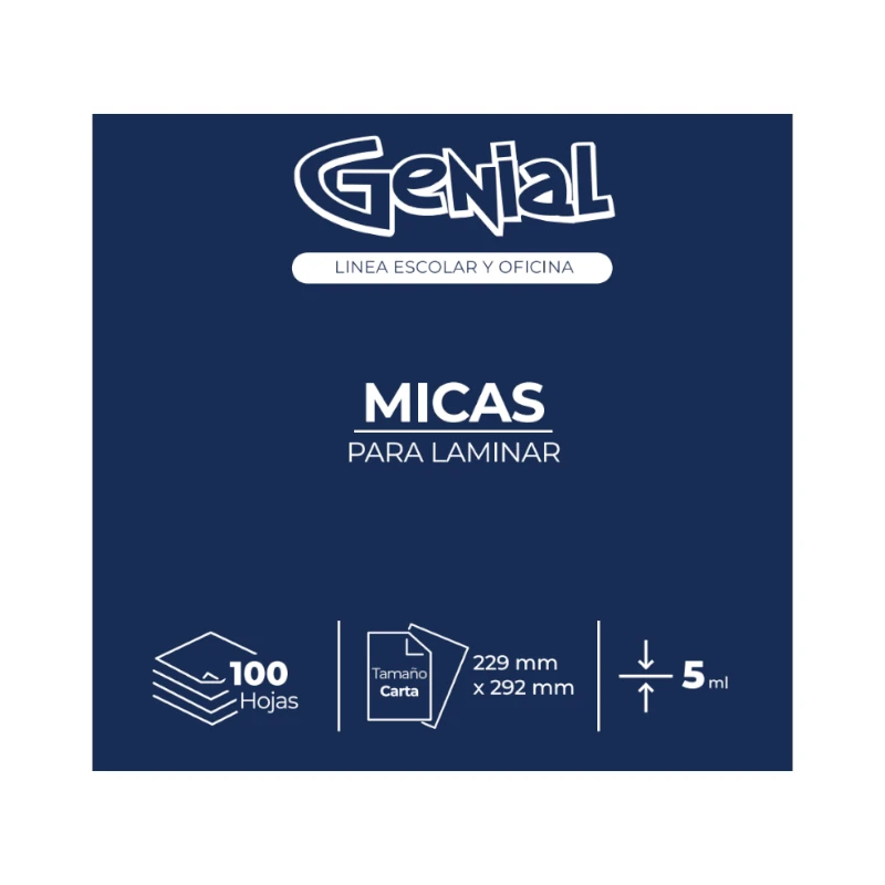 Lamina Tamaño Carta 5Ml Paquete100 Genial