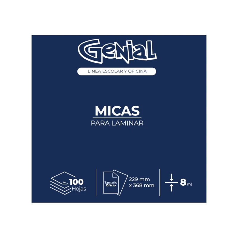 Lamina Tamaño Oficio 8Ml Paquete100 Genial