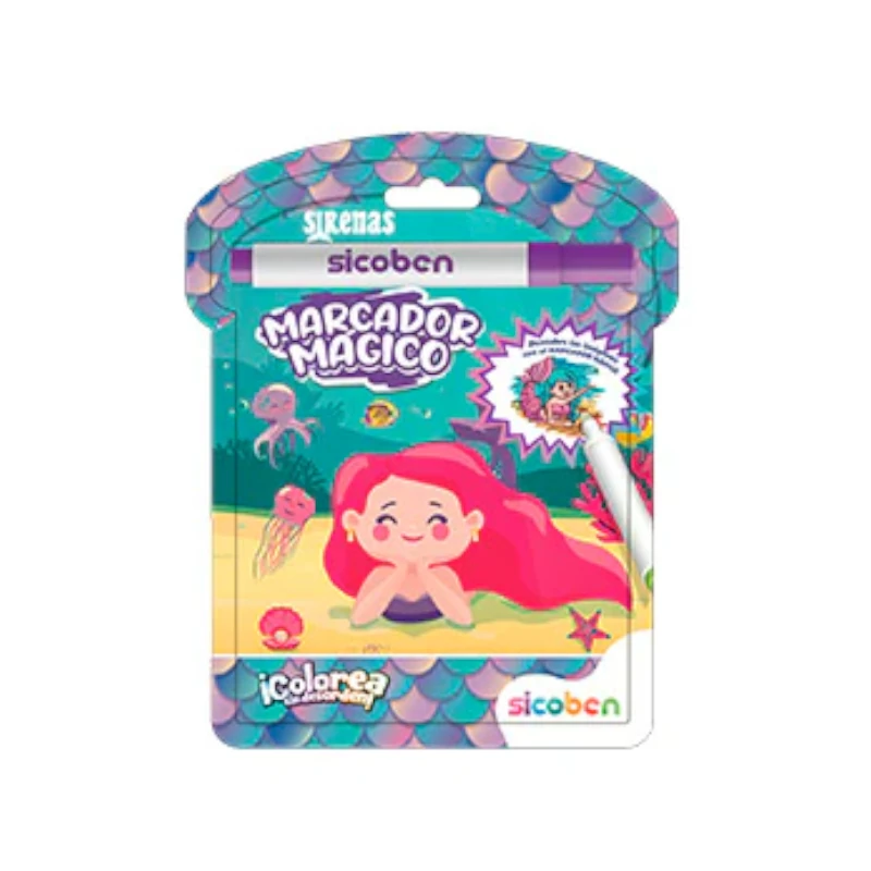 Libro De Actividades Con Marcador Magico Pasta Dura Dino y Sirena