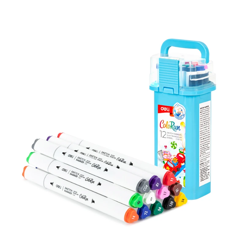 Marcador Doble Punta Paquete 12 Base Agua Deli