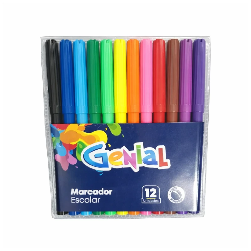 Marcador Escolar 12 Colores Genial Pvc