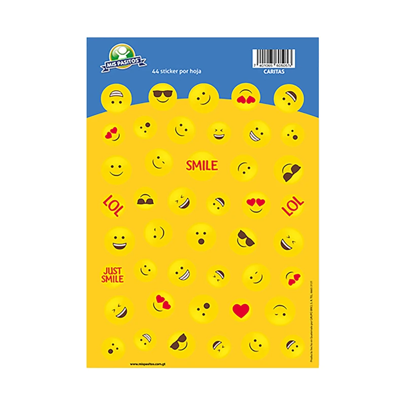 Calcomanias Caritas 2 Hojas Stickers Mis Pasitos