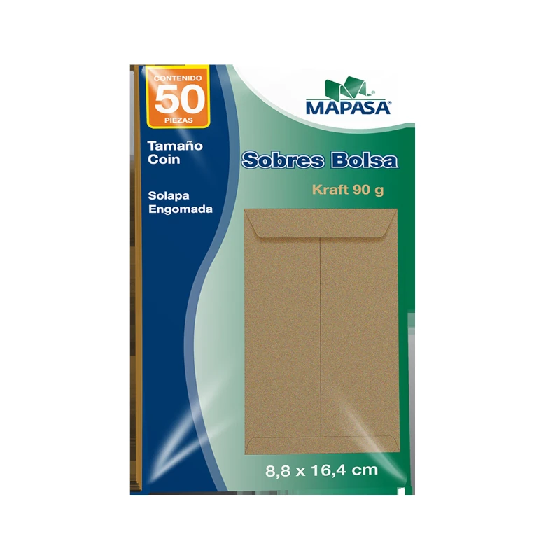 Sobre Kraft 8.8x16.4 Paquete50 Engomado