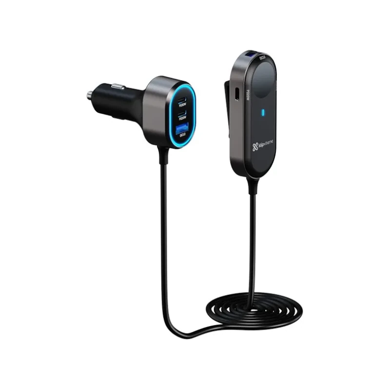 Cargador Klipx Para Auto Usb-c Usb-a mas Extensión