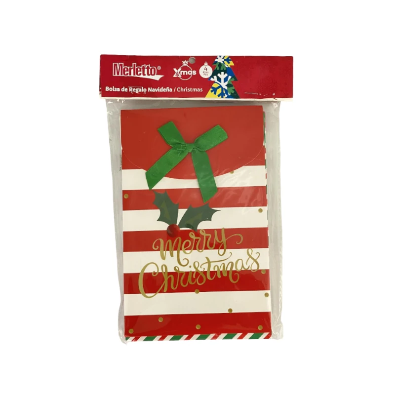 Bolsa Para Regalo Merletto Navideña Pqt4