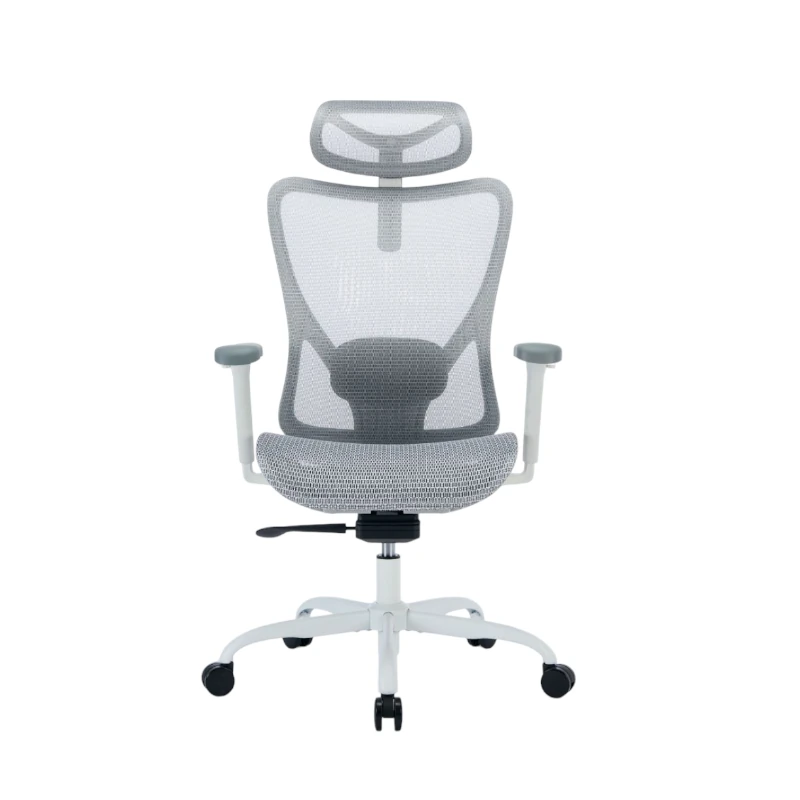 Silla Ejecutiva Sorento Respaldo Alto Brazo Ajustable Malla Peso Max 330Lb Ferrini Gris Base Blanco