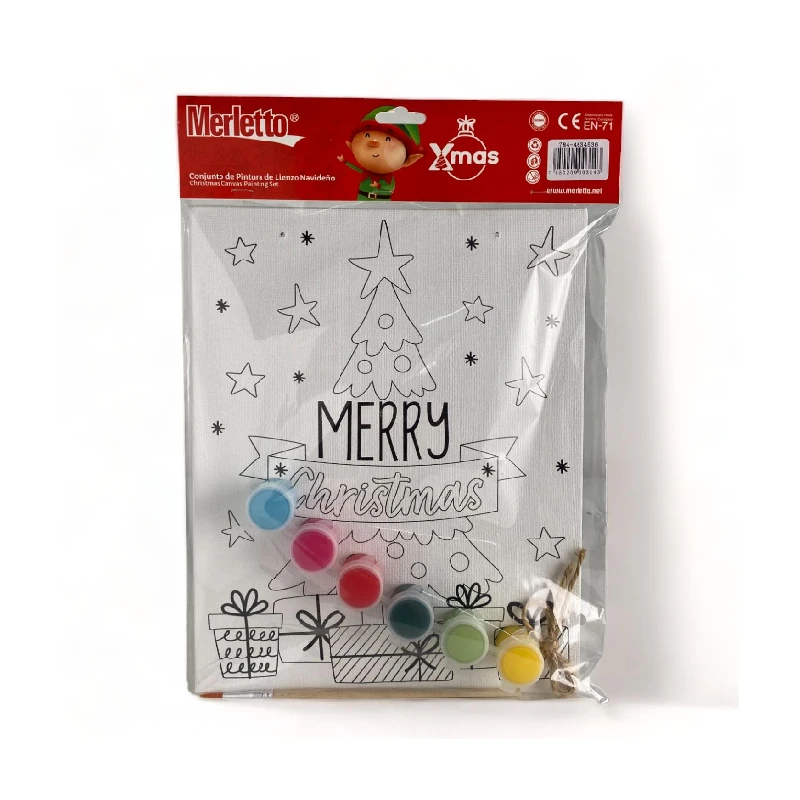 Set Navideño Lienzo Y Pintura Merletto