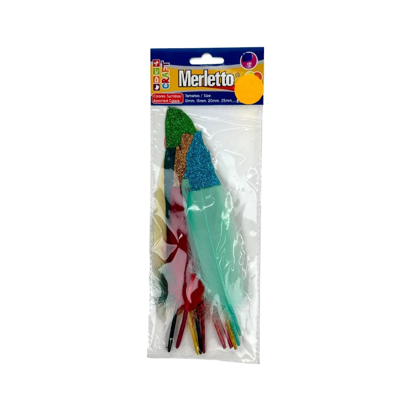 Plumas De Color Paquete10 Con Glitter Merletto