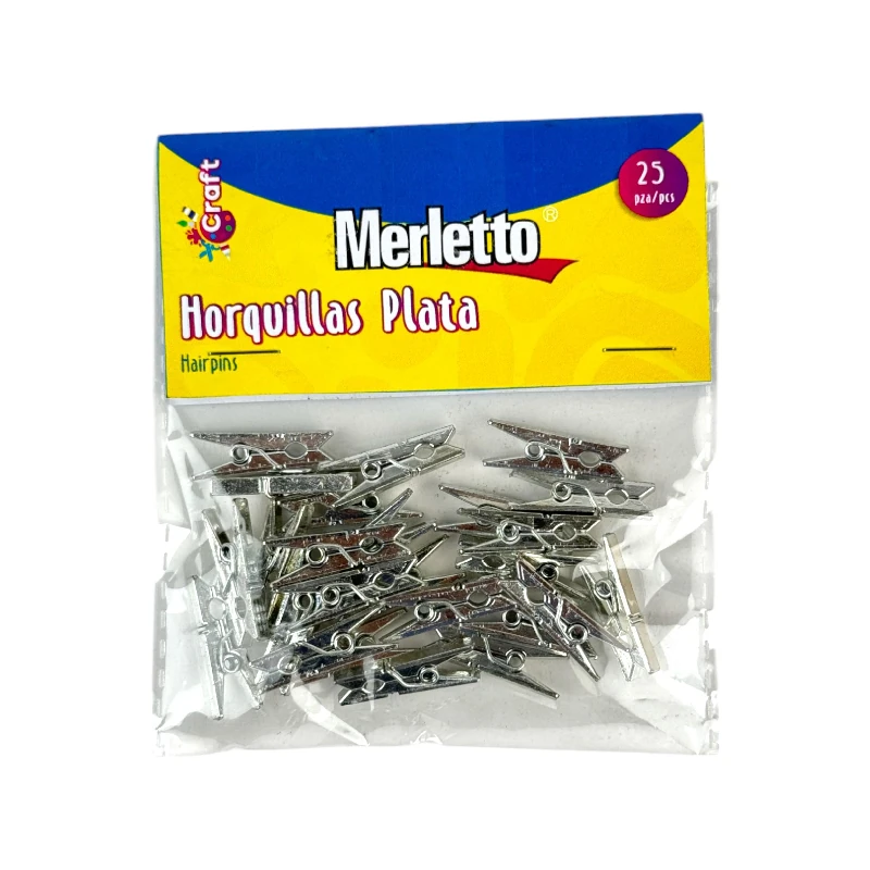 Gancho Madera 2.5Cm Paquete25 Plata Merletto