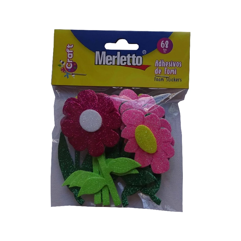 Foamy Adhesivo Flores Pqt12 Merletto
