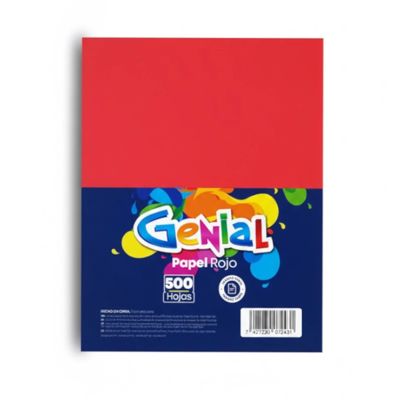 Papel Carta B20 Rojo 500 Hojas Genial