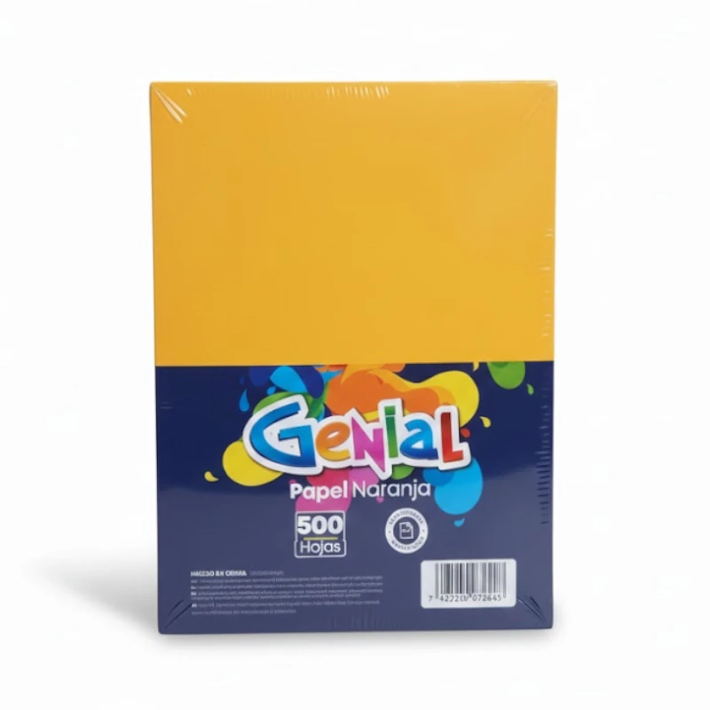 Papel Carta B20 Naranja 500 Hojas Genial