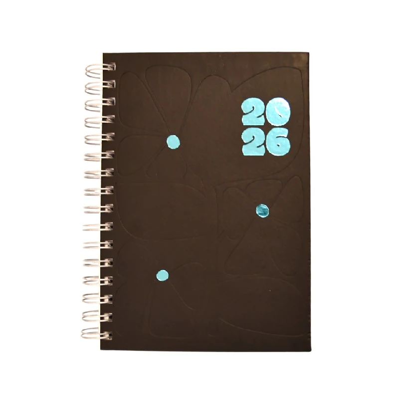 Agenda Espiral 2026 Ferrini Con Diseño Negro C9 Flor