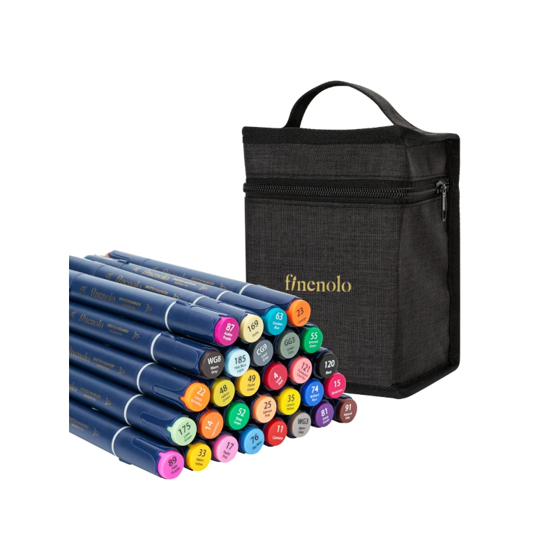 Marcador Doble Punta Paquete 30 Deli  Estuche De Tela Finenolo