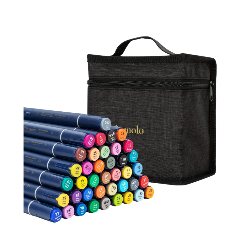 Marcador Doble Punta Paquete 40 Deli  Estuche De Tela Finenolo