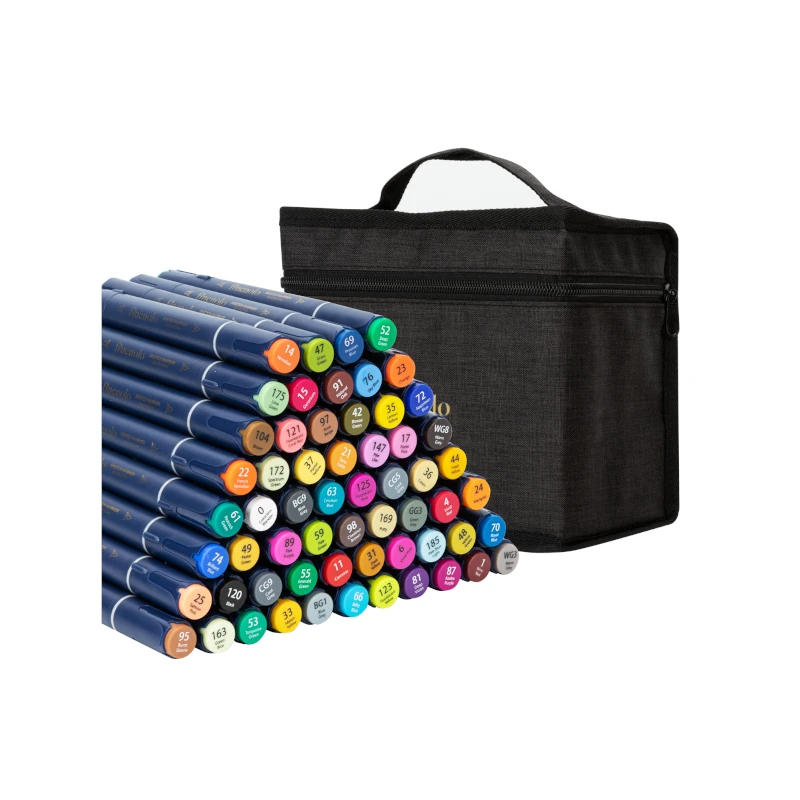 Marcador Doble Punta Paquete 60 Deli  Estuche De Tela Finenolo