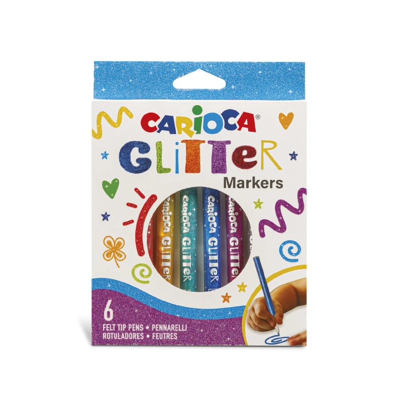 Marcador Escolar Paquete 6 Carioca Glitter