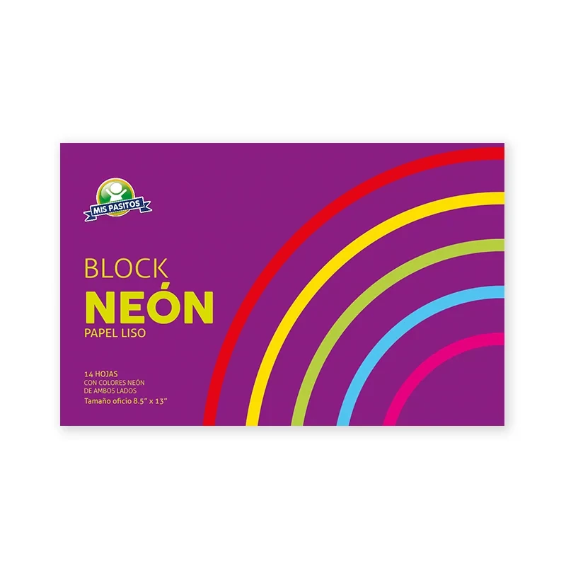 Block Tamaño Oficio Papel Neon 14Hojas Mis Pasitos