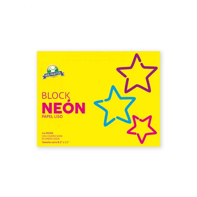 Block Tamaño Carta Papel Neon 14Hojas Mis Pasitos