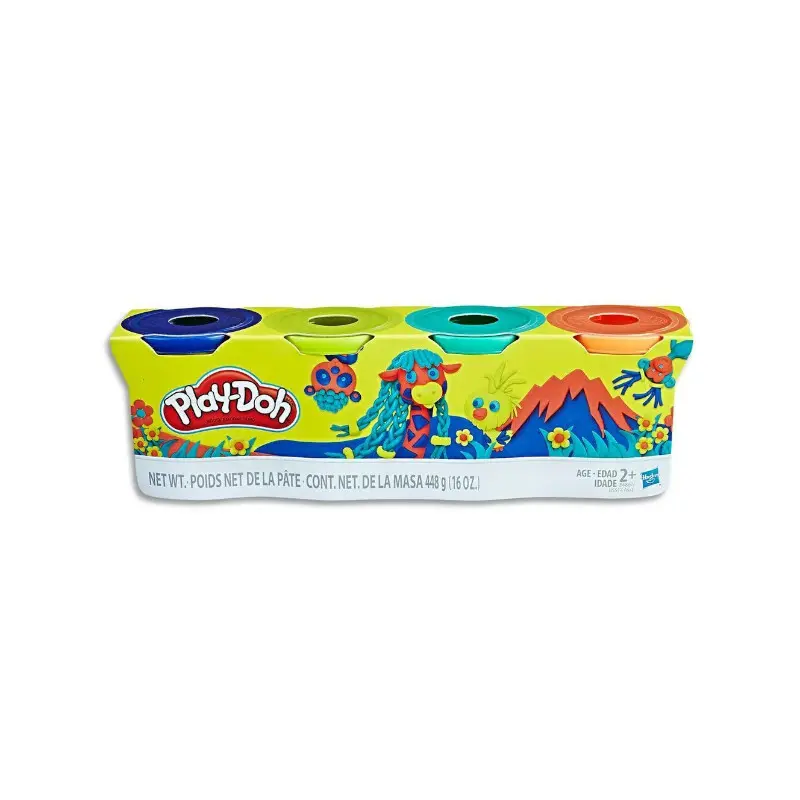 Plastilina Play Doh 4 Colores Neon Azul /Verde Limon/Verde Menta /Naranja