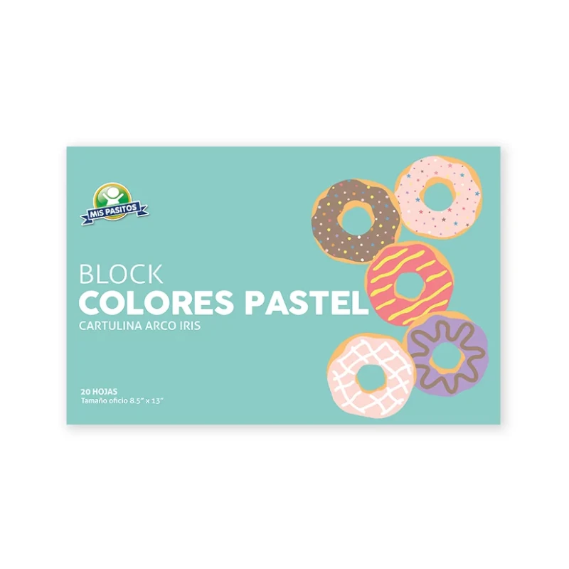 Block Tamaño Oficio Cartulina Ariel Cover Colores Pastel 20Hojas Mis Pasitos