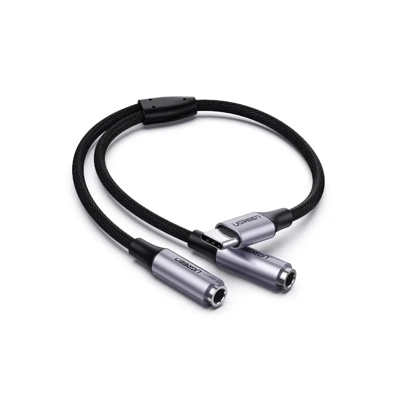 Cable Audio Usb-C A 3.5Mm Doble 25Cm Plateado Av144 Ugreen