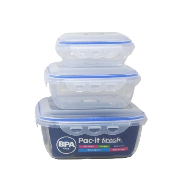 Recipiente Plast C/Tapa Cuadrado 3Pzs