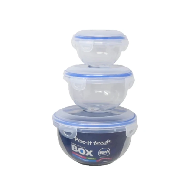 Recipiente Plast C/Tapa Redondo 3Pzs