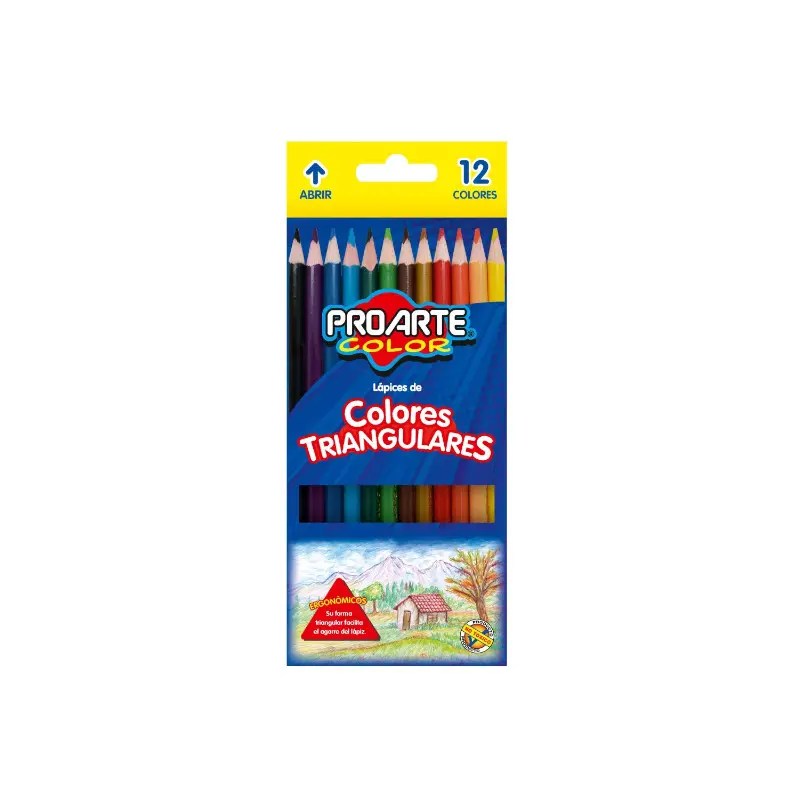 Lapiz de Color Largo 12 Colores Y-Plus Triangular + Sacapunta