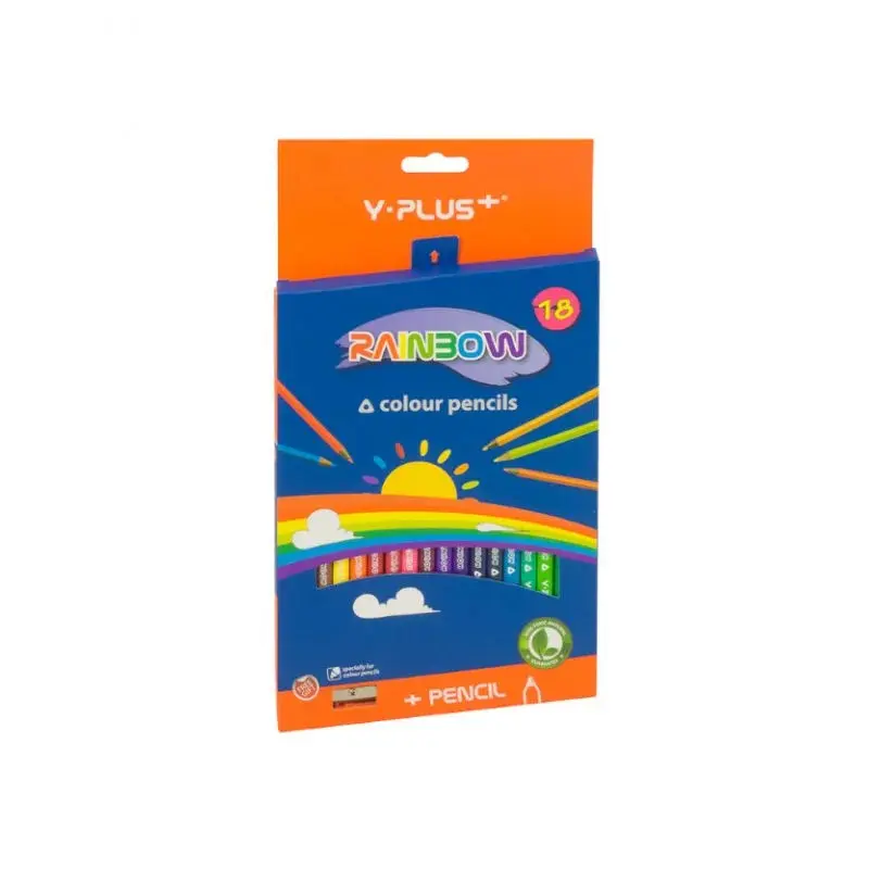 Lapiz de Color Largo 18 Colores Y-Plus Triangular + Sacapunta