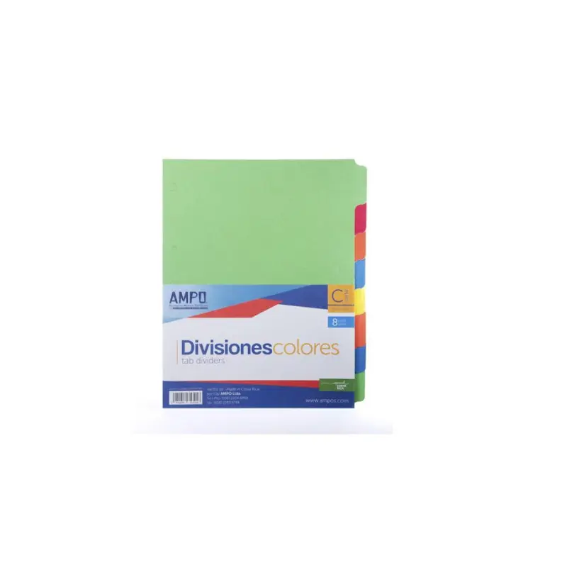 Separador Binder 8 Divisiones Colores Ampo