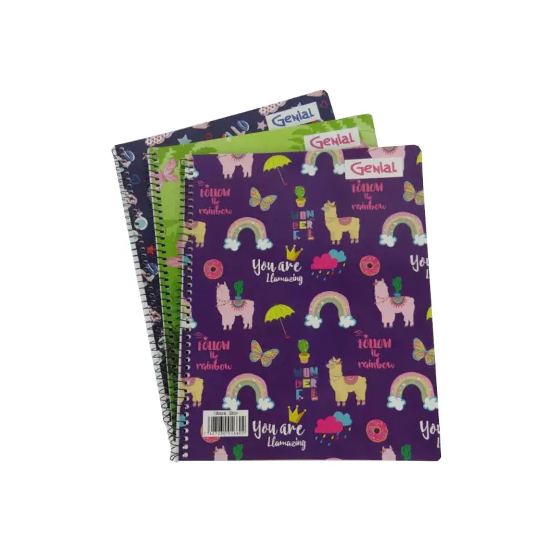 Cuaderno #3 1 Materias 70 Hojas Genial Diseños Femeninos Glitter