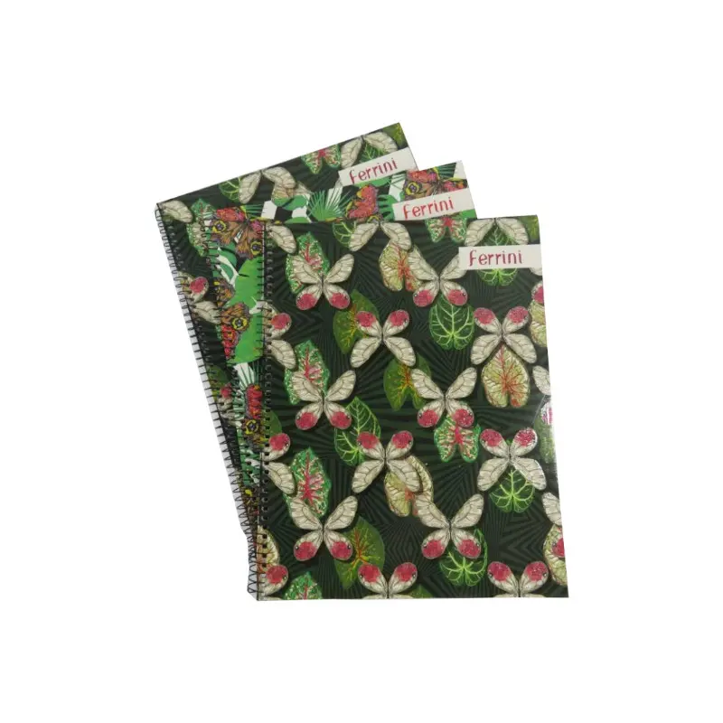 Cuaderno #3 1 Mat 70 Hjs Ferrini Glit Butterfly Doble Anillo