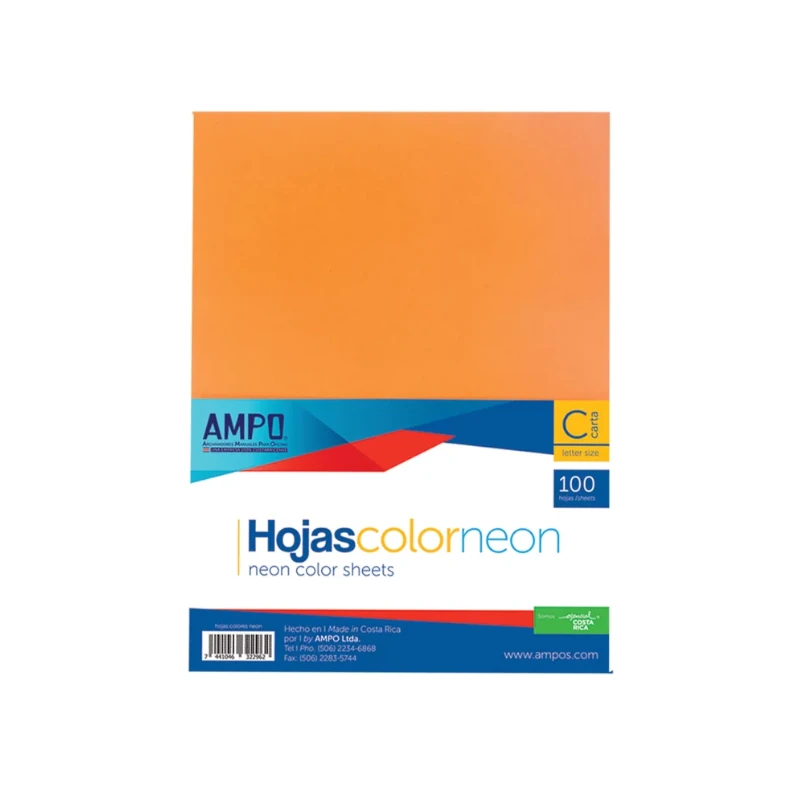 Papel Carta B20 Neon Surtido 100Hojas Ampo