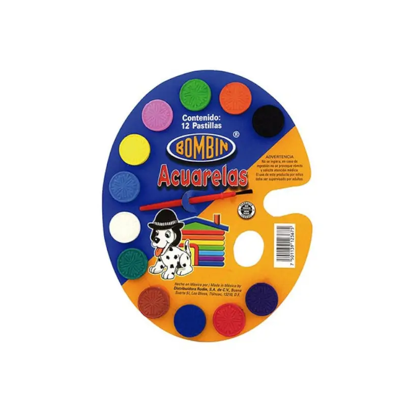Acuarela 12 Colores Con Pincel Bombin