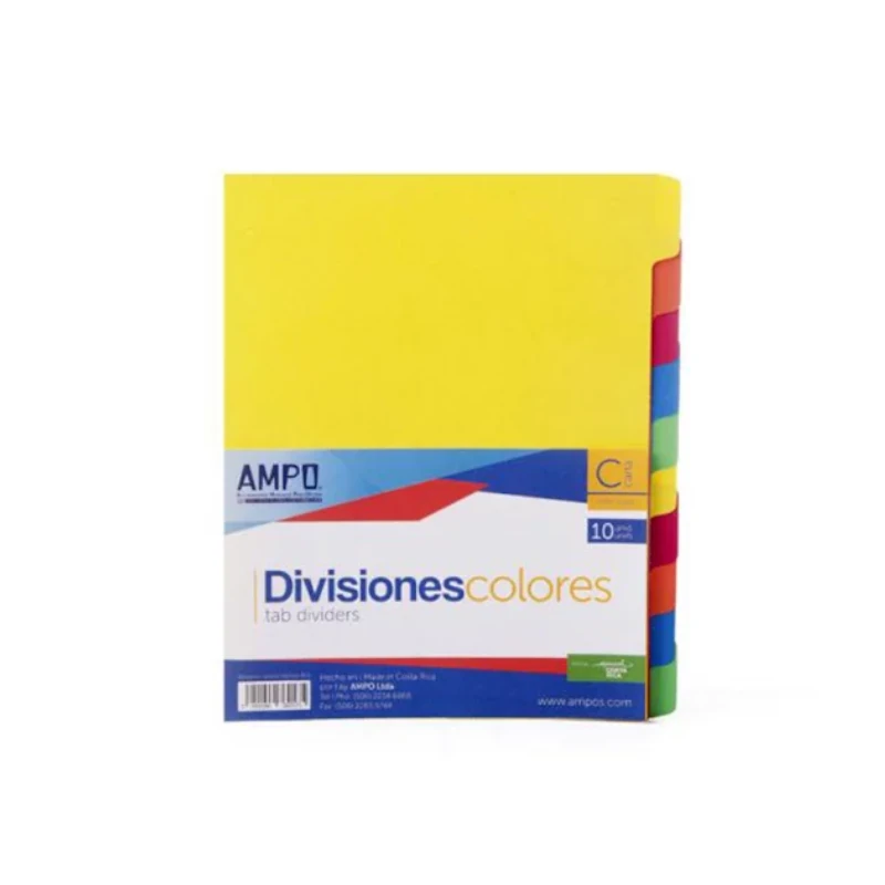 Separador Binder 10 Divisiones Colores Ampo