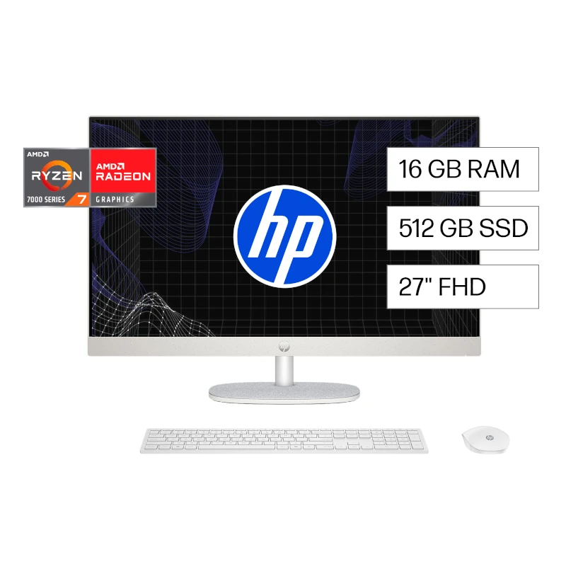 Computadora Hp 7730U 27Pulgadas Aio AMD Ryzen 7 -16Gb-512Gb Ssd