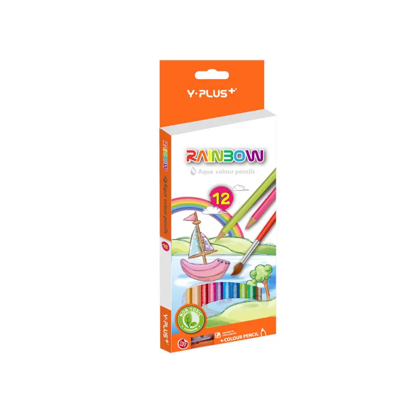 Lapiz de Color Largo 12 Colores Y-Plus Triangular Acuarela + Sacapunta