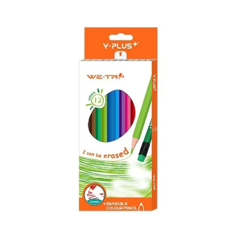 Lapiz de Color Largo 12 Colores Y-Plus Con Borrador We Trix