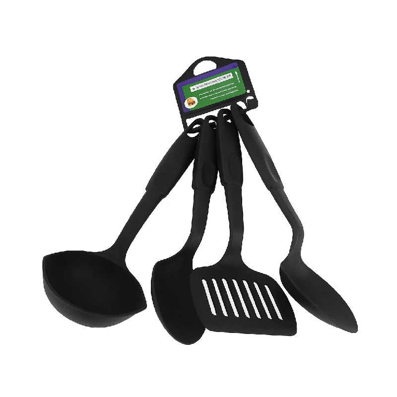 Utensilio Plastico Cucharon 4Pzs Neg