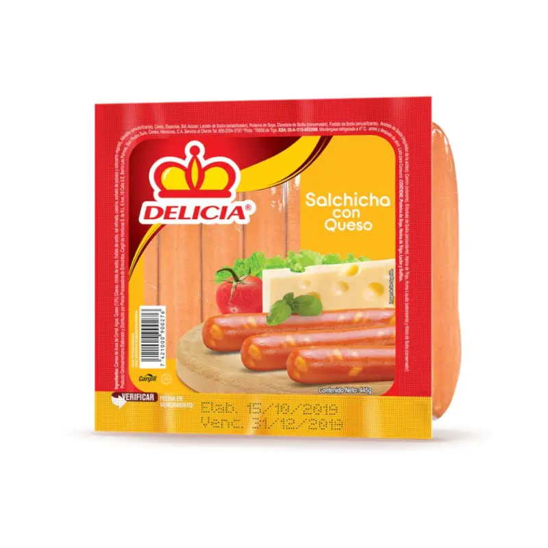 Salchicha C/Queso Delicia Pqt 445 Gr